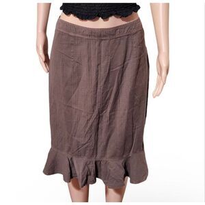 High waist Flounce espresso midi skirt 8/M